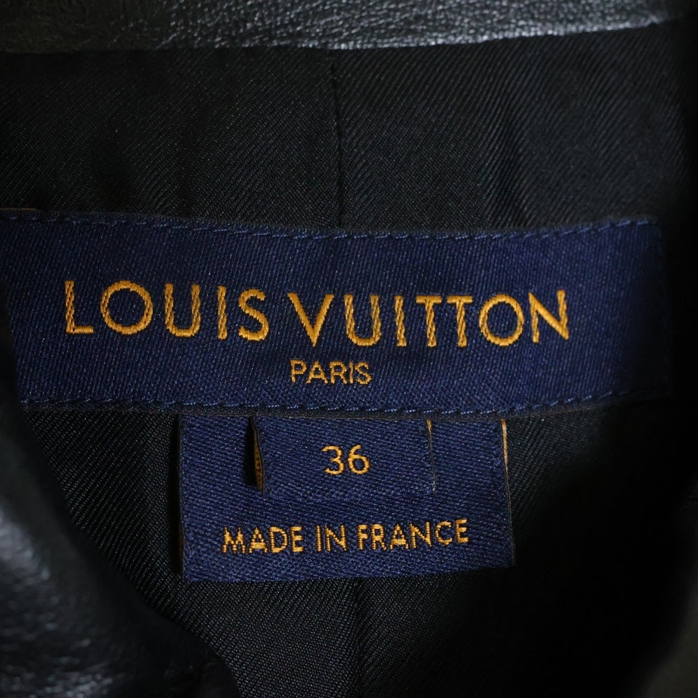 LOUIS VUITTON(ルイヴィトン) 襟レザーウールアンゴラコート FHMA90ROR レディース ブラック