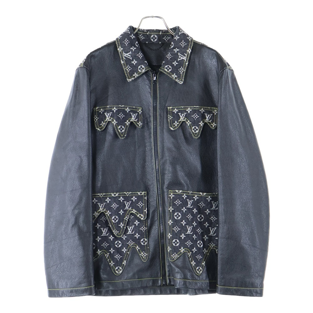 LOUIS VUITTON(ルイヴィトン) 22SS×NIGO クレイジーミックスモノグラム レザージャケット RM221 YOK HML04E ブラック
