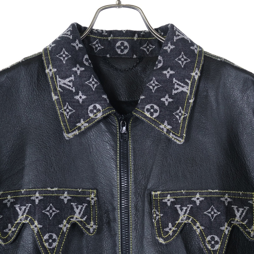 LOUIS VUITTON(ルイヴィトン) 22SS×NIGO クレイジーミックスモノグラム レザージャケット RM221 YOK HML04E ブラック