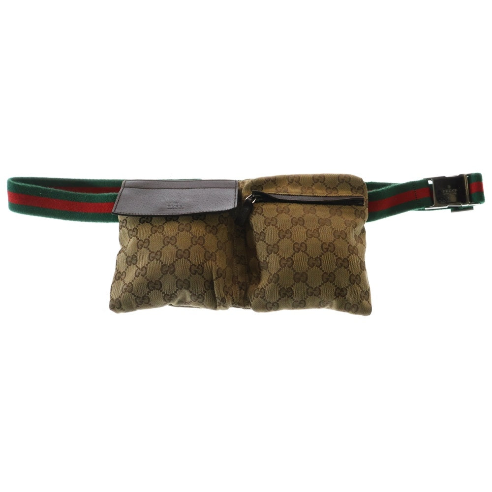 GUCCI(グッチ) GGキャンバス ウエストポーチ ボディバッグ ショルダーバッグ ベージュ キャンバス×レザー 28566