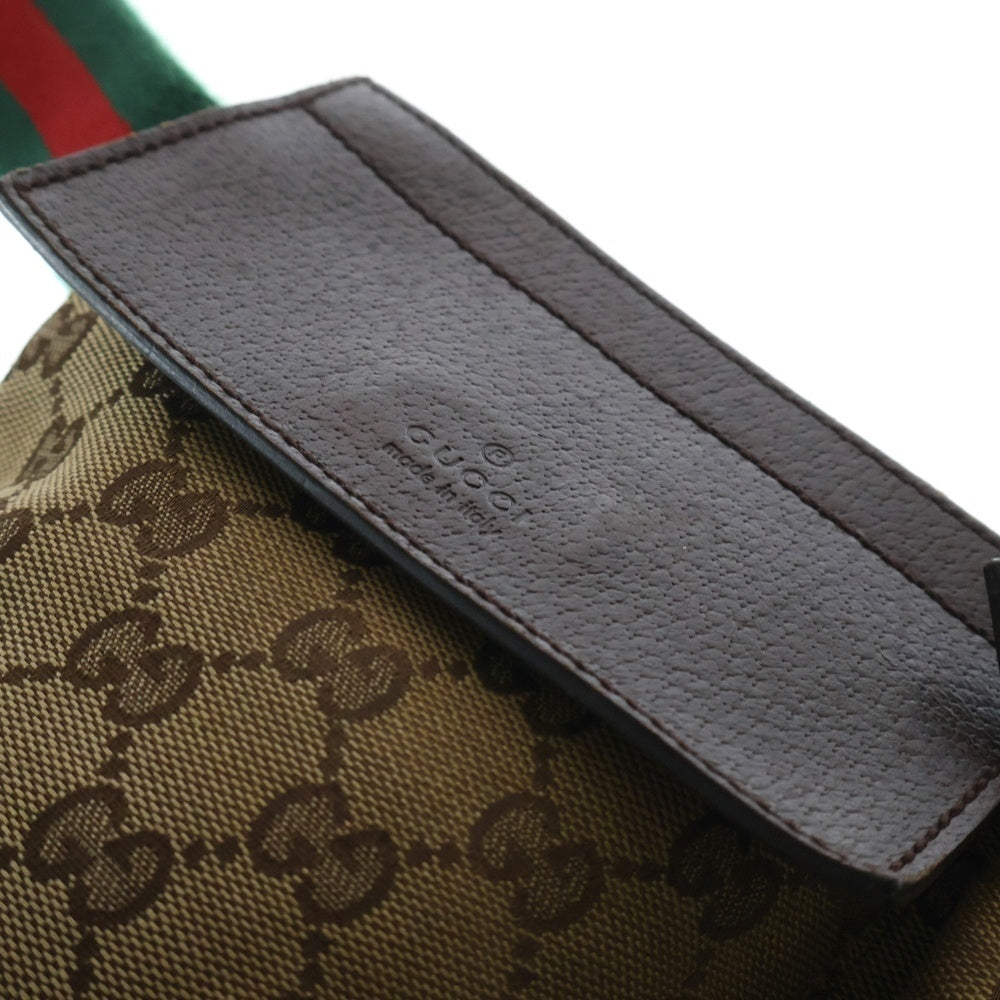 GUCCI(グッチ) GGキャンバス ウエストポーチ ボディバッグ ショルダーバッグ ベージュ キャンバス×レザー 28566