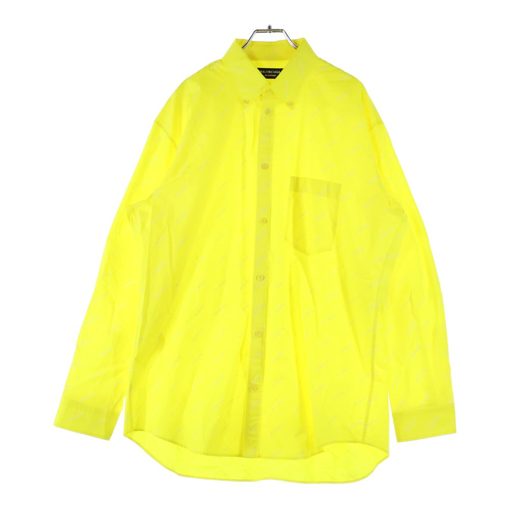 BALENCIAGA(バレンシアガ) All Over Logo Shirt 534333 TBL96 総柄ロゴ長袖シャツ イエロー