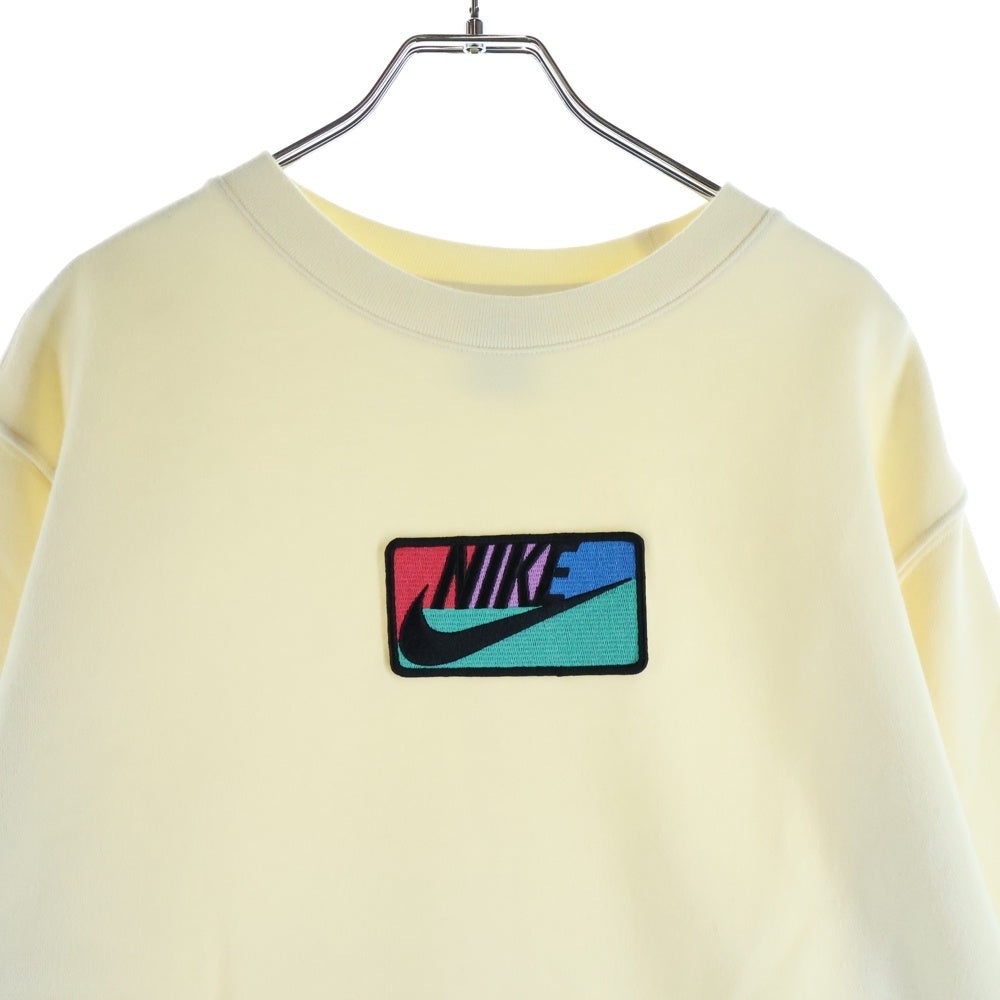 NIKE(ナイキ) ロゴ刺繍 ロゴクルーネック ロゴプリントスウェットトレーナー 裏起毛 ベージュ