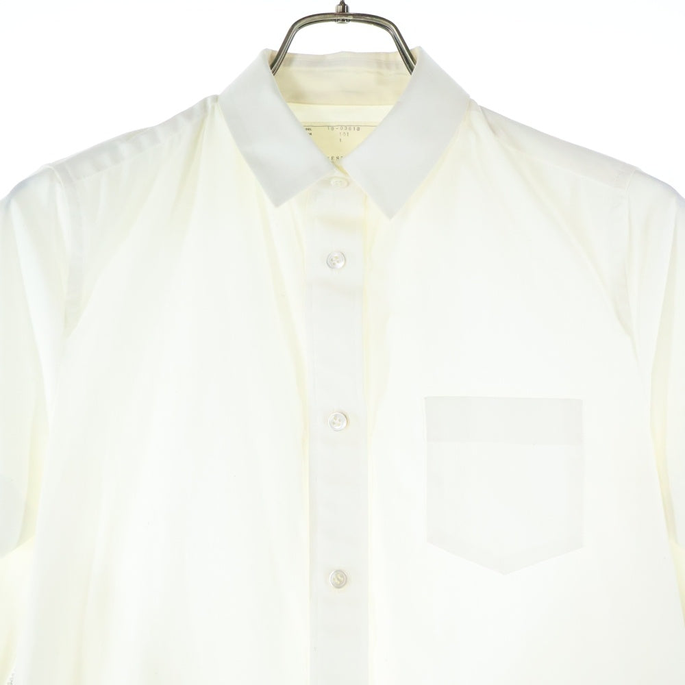 Sacai(サカイ) 18SS サイドジップ スリット 半袖シャツワンピース ホワイト レディース 18-03618