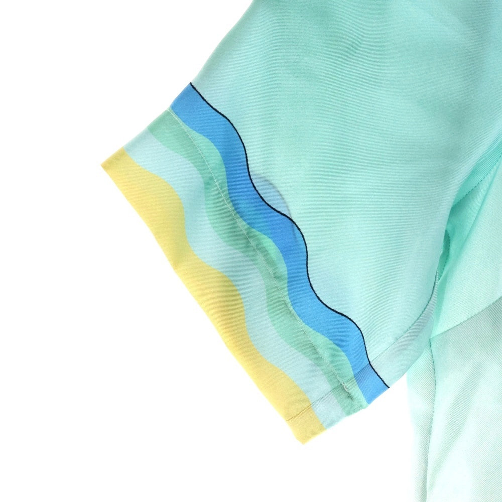 CASABLANCA(カサブランカ) SILK SATIN CUBAN COLLAR SHORT ロゴ総柄シルク 開襟シャツ 半袖シャツ マルチ レディース