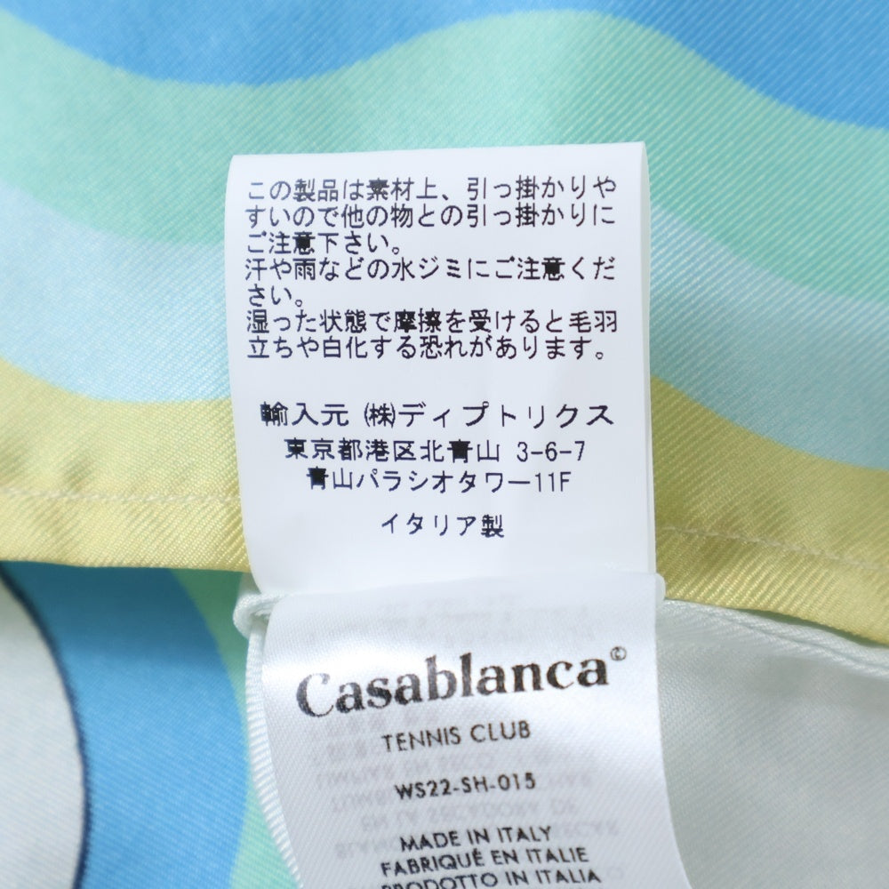 CASABLANCA(カサブランカ) SILK SATIN CUBAN COLLAR SHORT ロゴ総柄シルク 開襟シャツ 半袖シャツ マルチ レディース