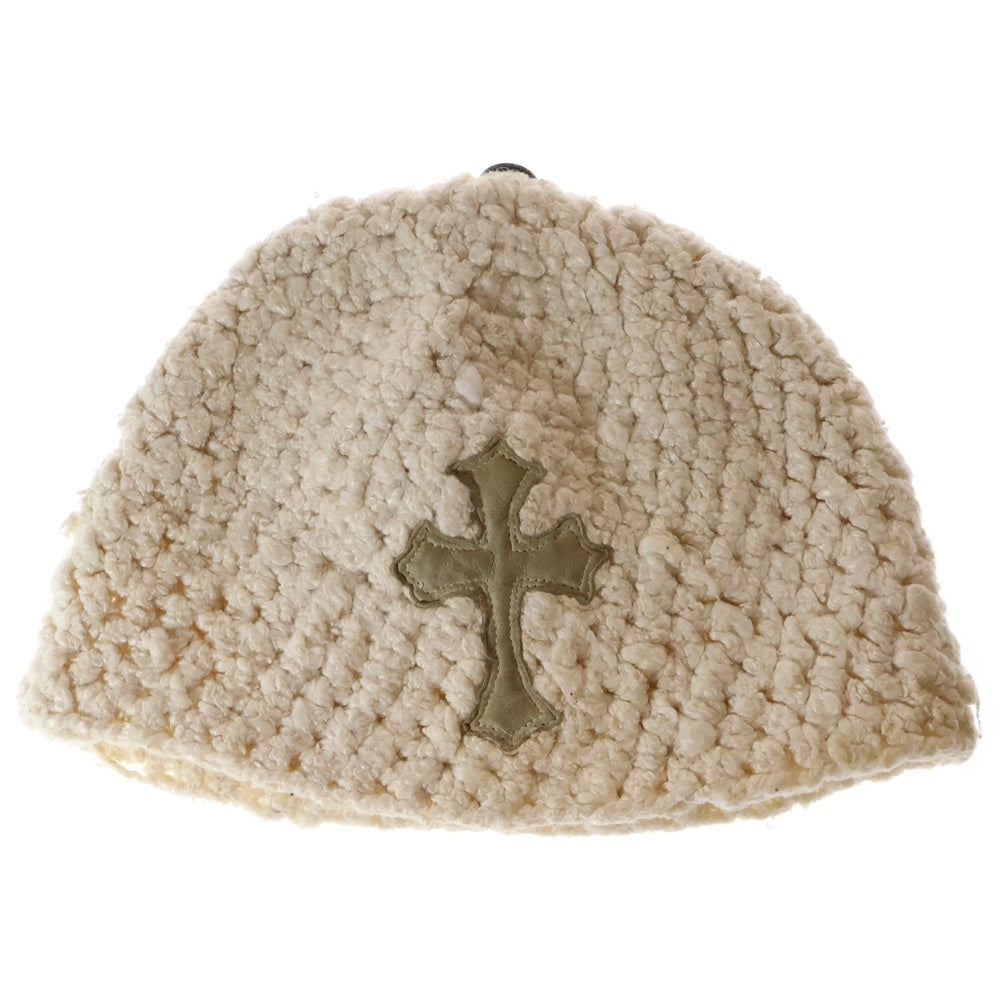 CHROME HEARTS(クロムハーツ) OLD BEANIE CASH オールド クロスパッチ カシミヤ ニットキャップ ビーニー 帽子 ホワイト