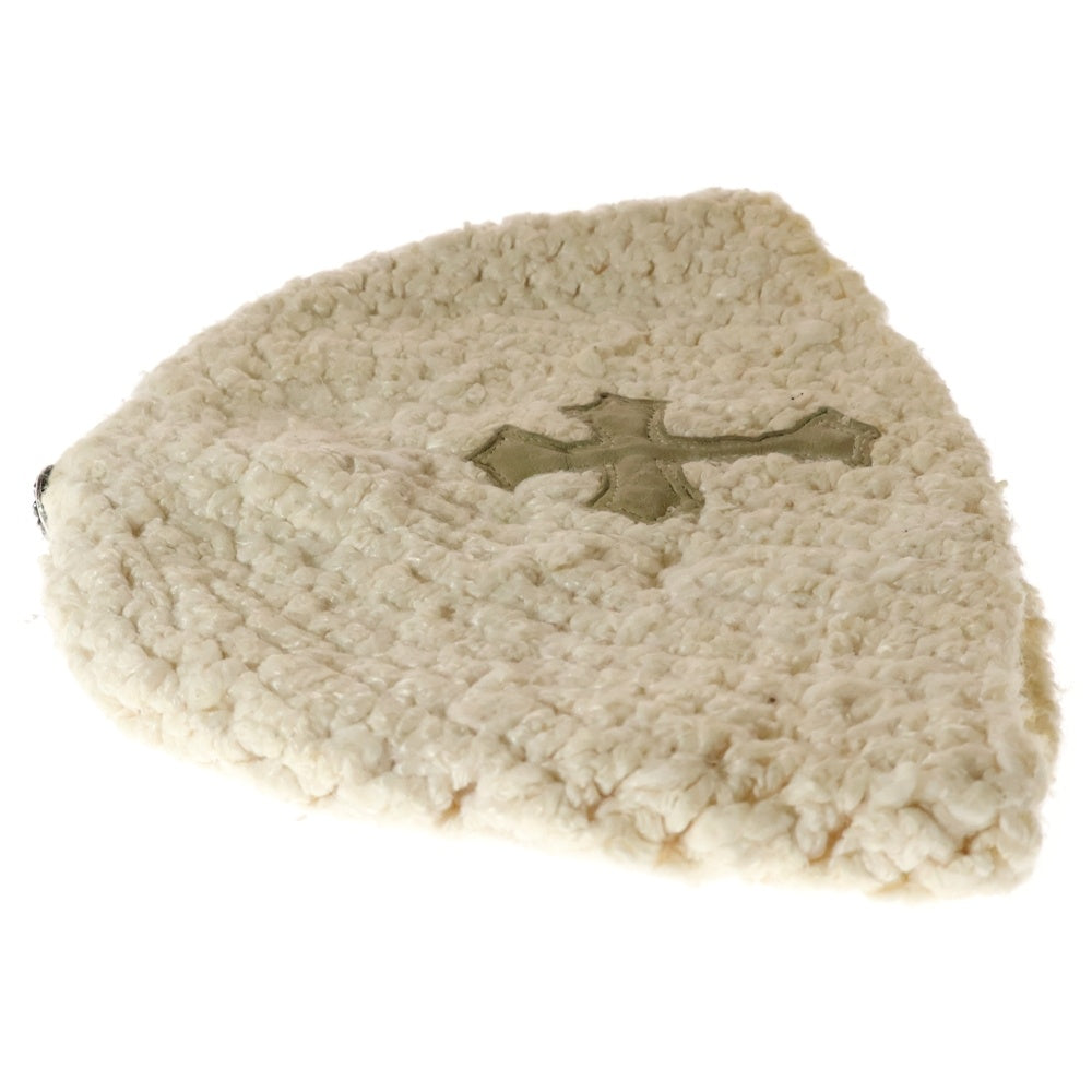 CHROME HEARTS(クロムハーツ) OLD BEANIE CASH オールド クロスパッチ カシミヤ ニットキャップ ビーニー 帽子 ホワイト