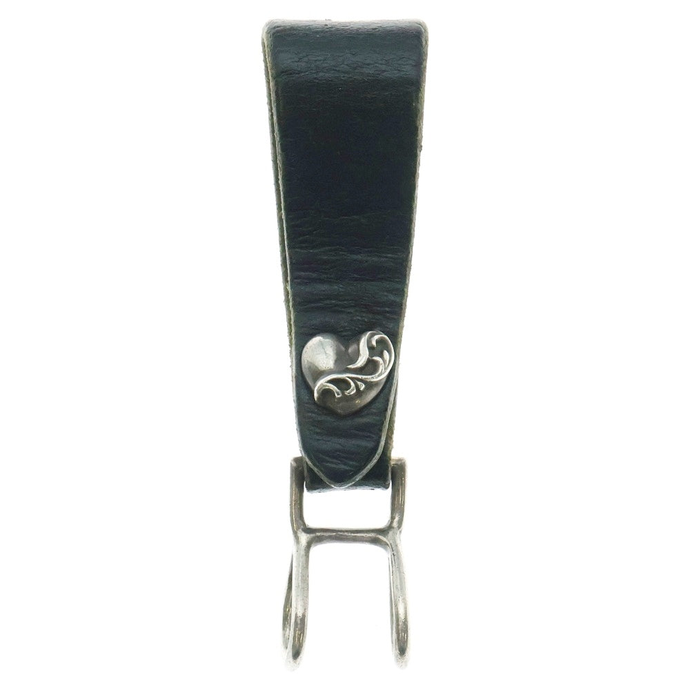 CHROME HEARTS(クロムハーツ) BELT LOOP ハートボールボタンレザーベルトループ シルバー/ブラック