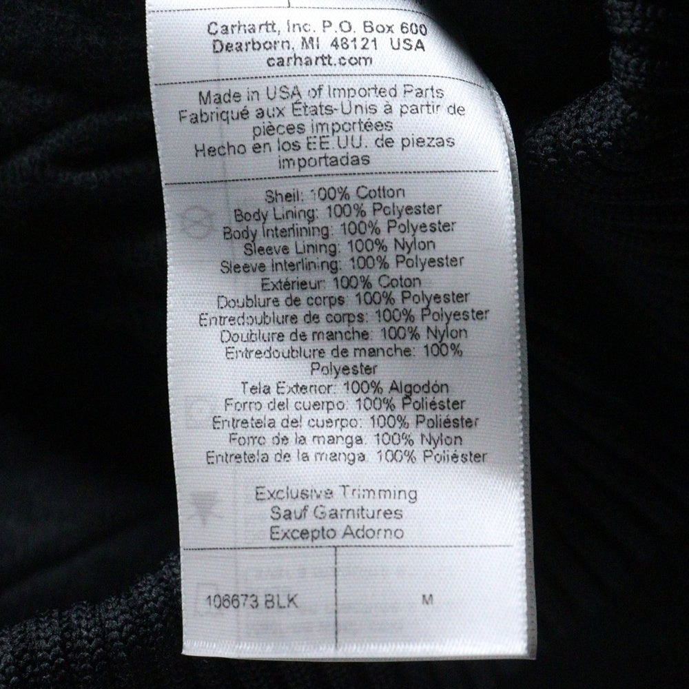 CARHARTT(カーハート) DUCK INSULATED LINED ACTIVE JACKET ダック生地アクティブジャケット ブラック