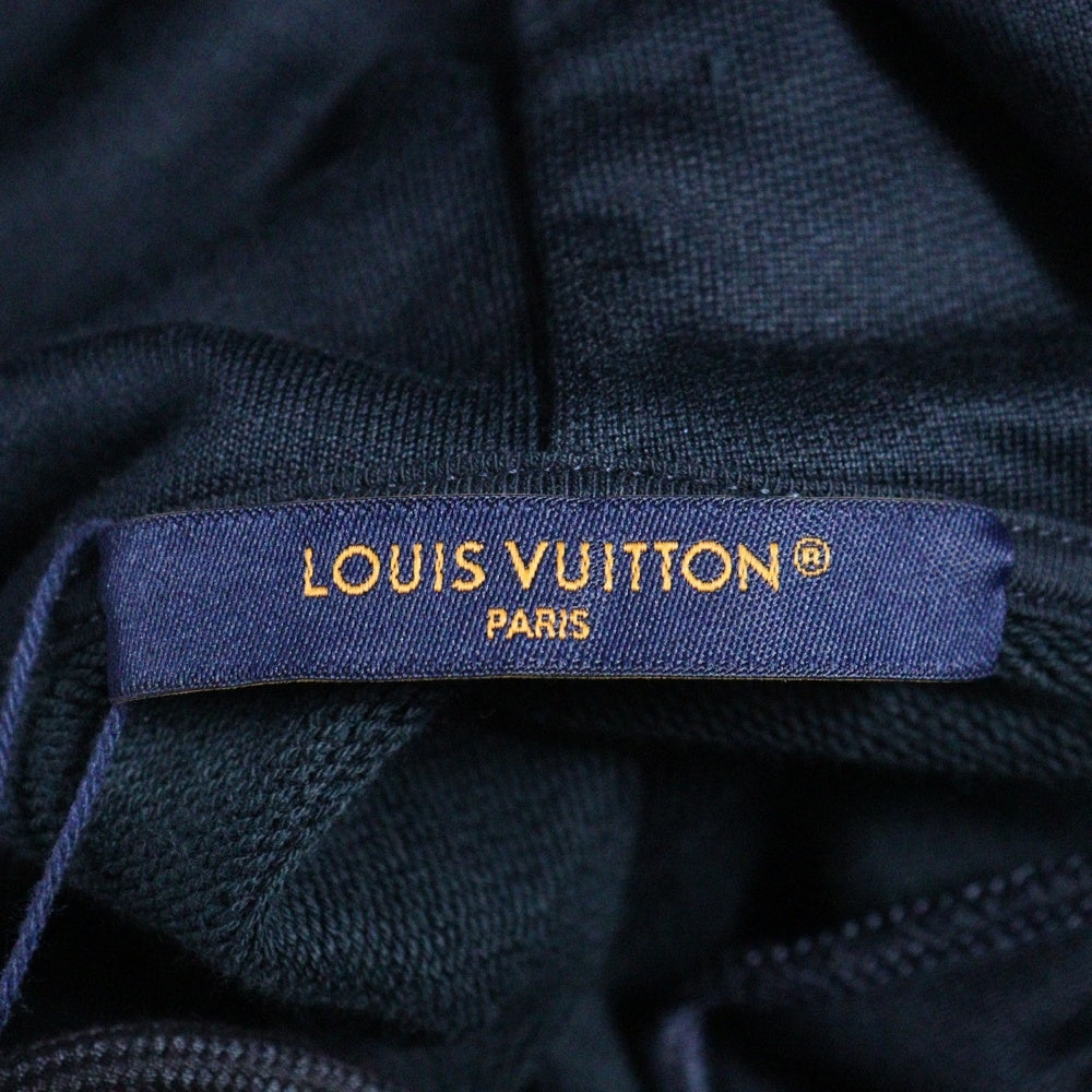LOUIS VUITTON(ルイヴィトン) 25AW LVロゴ刺繍 シルクブレンドシグネチャーフーディ スウェットパーカー RM252MQ UQQ HTY49W ネイビー