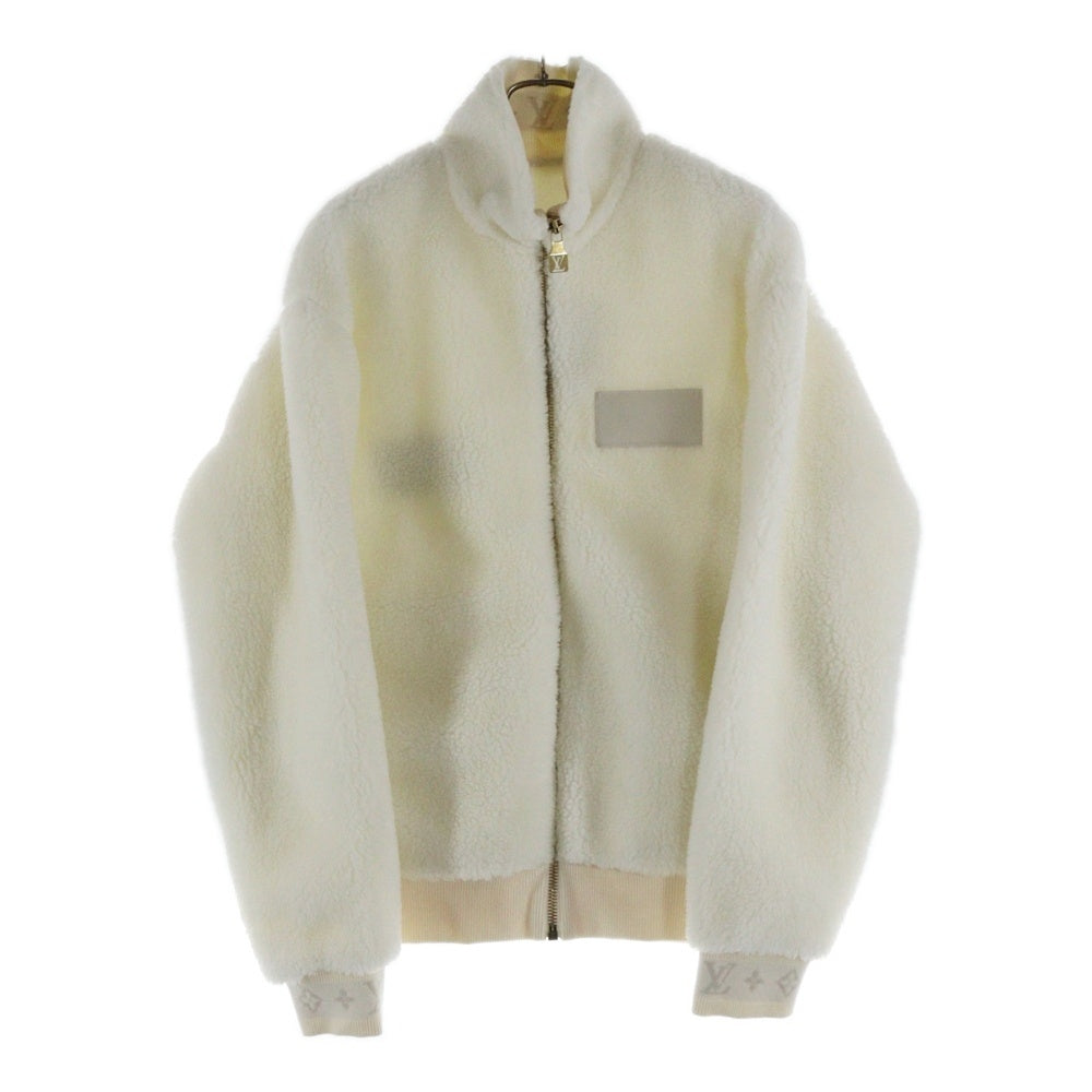 LOUIS VUITTON(ルイヴィトン) 25AW レザーパッチ モノグラムフリースブルゾン ジップアップジャケット RM252MQ TDK HSY42W ホワイト