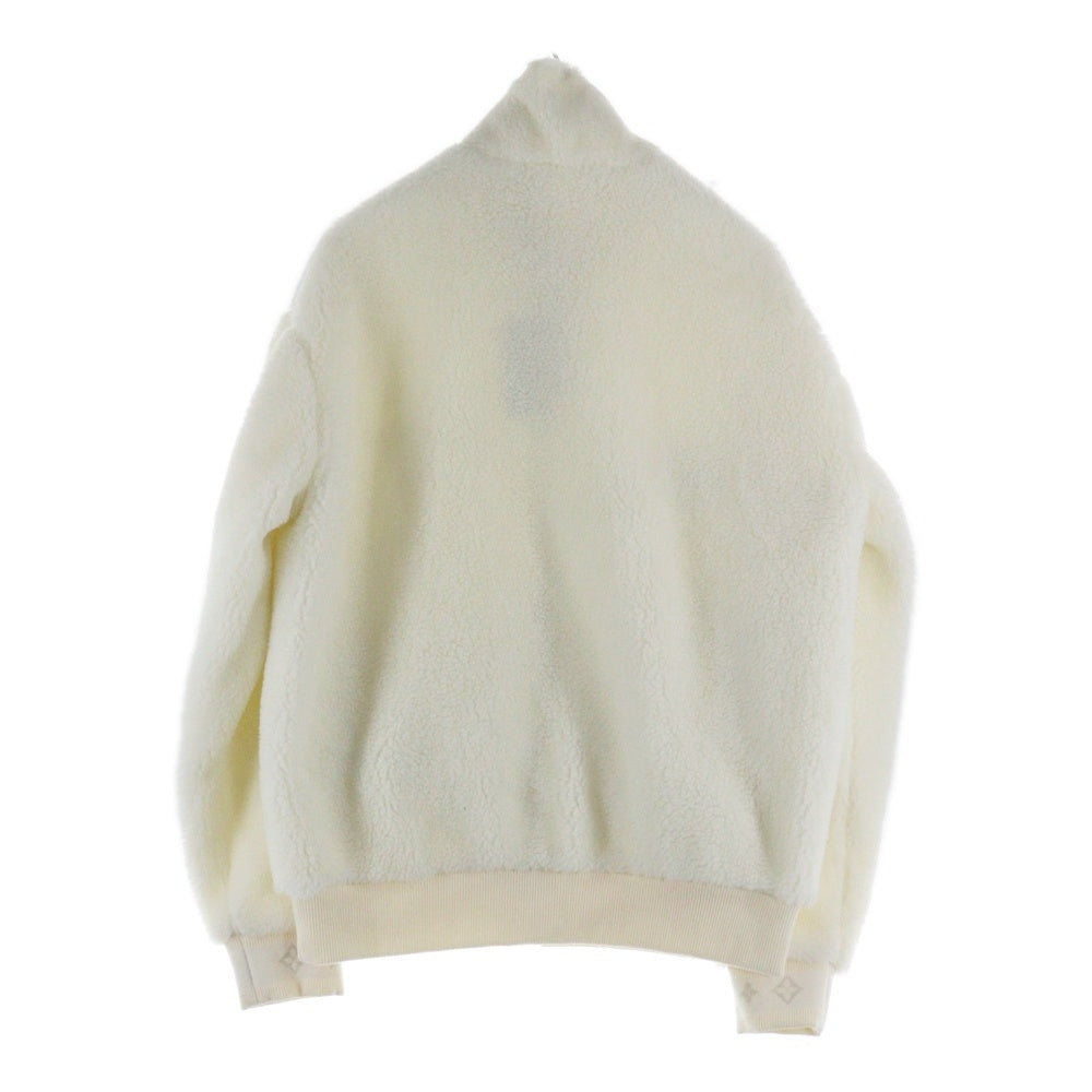 LOUIS VUITTON(ルイヴィトン) 25AW レザーパッチ モノグラムフリースブルゾン ジップアップジャケット RM252MQ TDK HSY42W ホワイト
