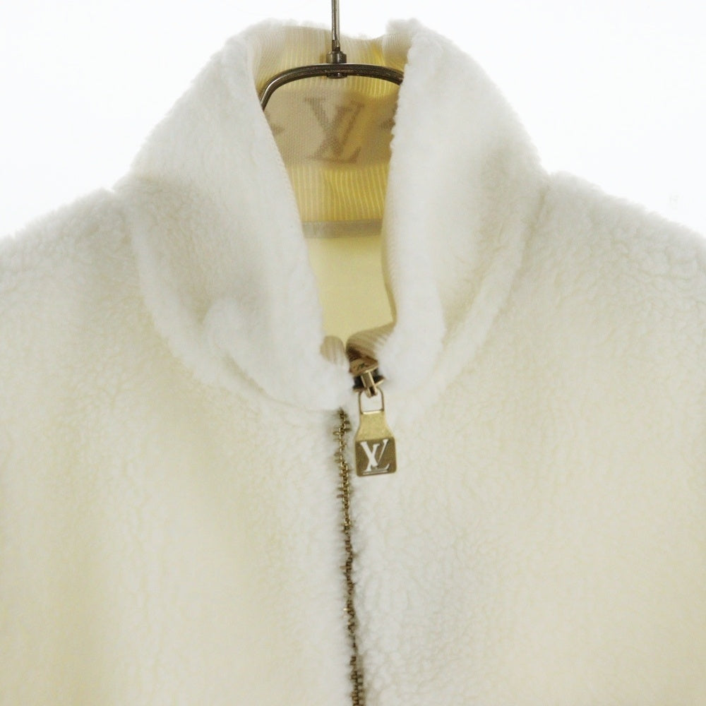 LOUIS VUITTON(ルイヴィトン) 25AW レザーパッチ モノグラムフリースブルゾン ジップアップジャケット RM252MQ TDK HSY42W ホワイト