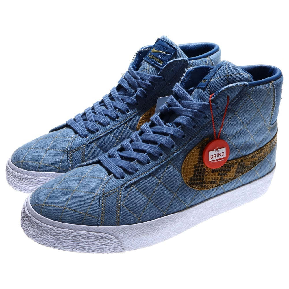 NIKE SB(ナイキエスビー) 22AW ×SUPREME ZOOM BLAZER MID QS DENIM DX8421-400 シュプリーム ズームブレザー デニム ミッドカットスニーカー US9/27.0cm ブルー