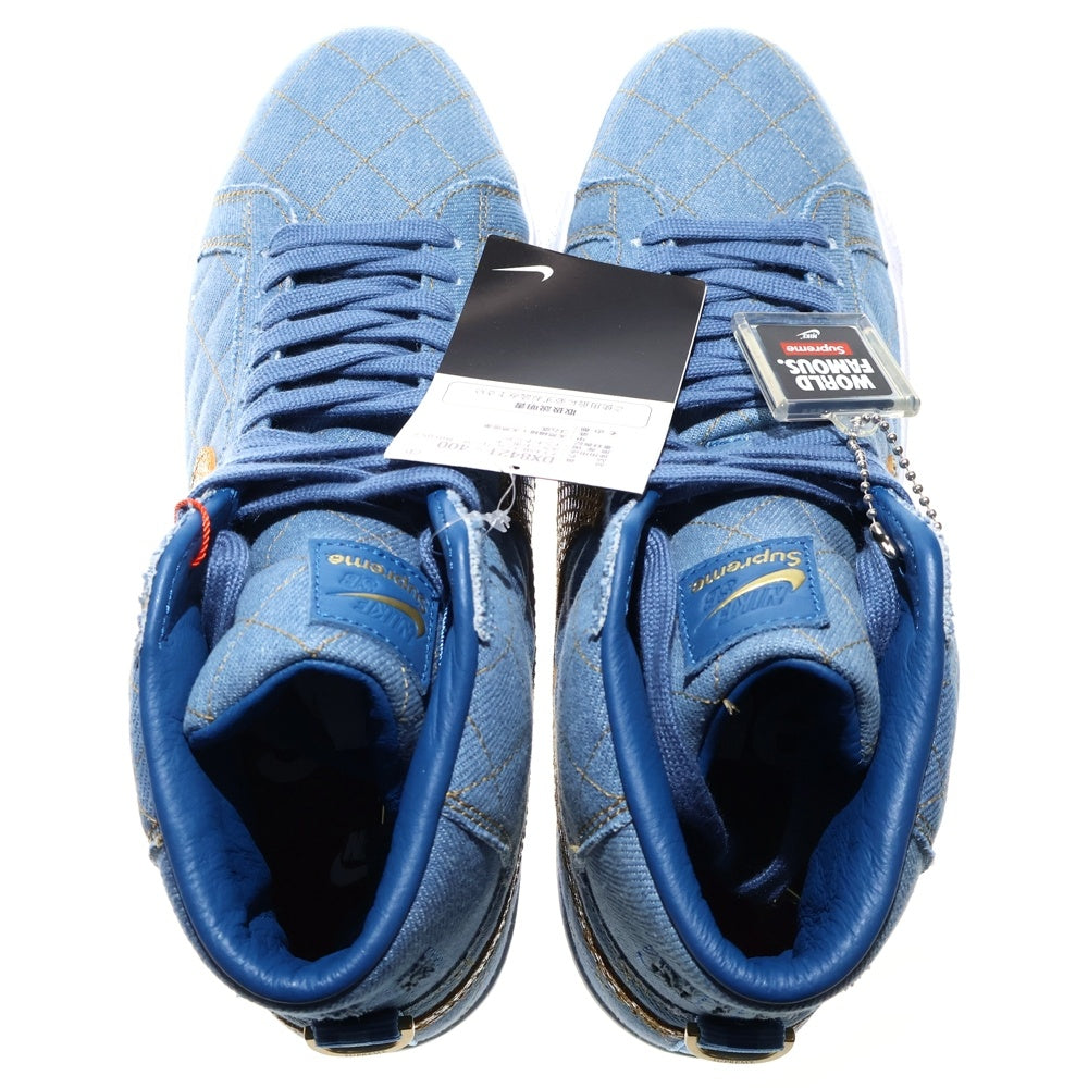 NIKE SB(ナイキエスビー) 22AW ×SUPREME ZOOM BLAZER MID QS DENIM DX8421-400 シュプリーム ズームブレザー デニム ミッドカットスニーカー US9/27.0cm ブルー