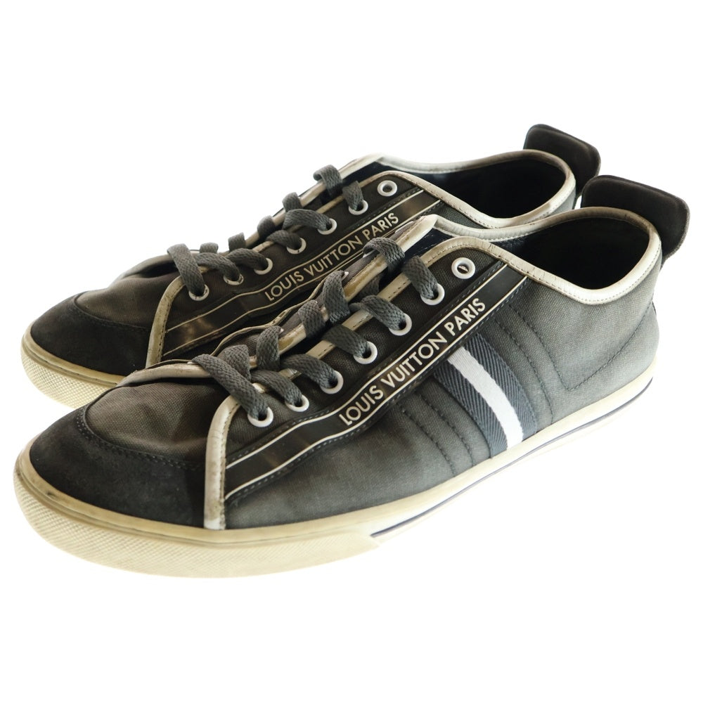 LOUIS VUITTON(ルイヴィトン) ジャーマントレーナー 900389 サイドロゴ キャンバス ローカットスニーカー US8.5/26.5cm グレー