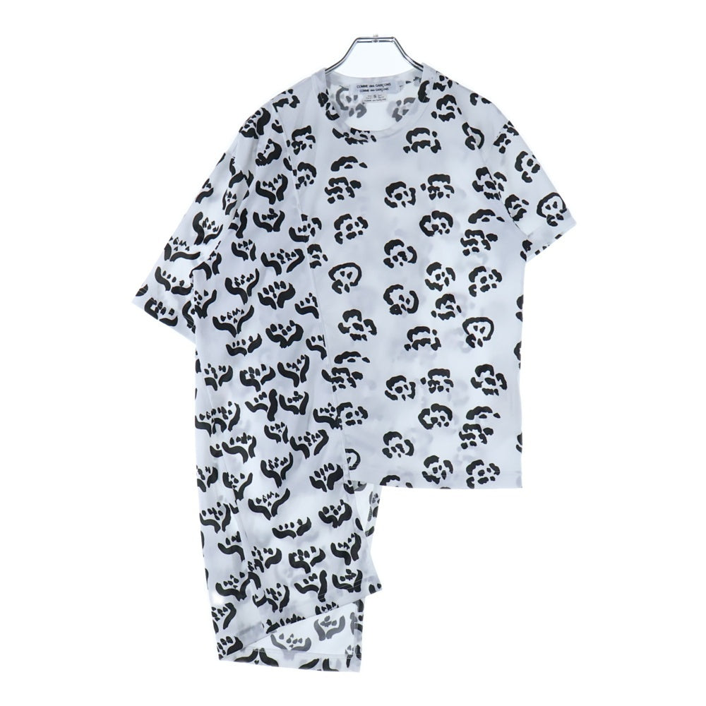 COMME des GARCONS COMME des GARCONS(コムデギャルソンコムデギャルソン) 23SS 総柄 アシンメトリーTシャツ カットソー ホワイト/ブラック レディース RK-T013