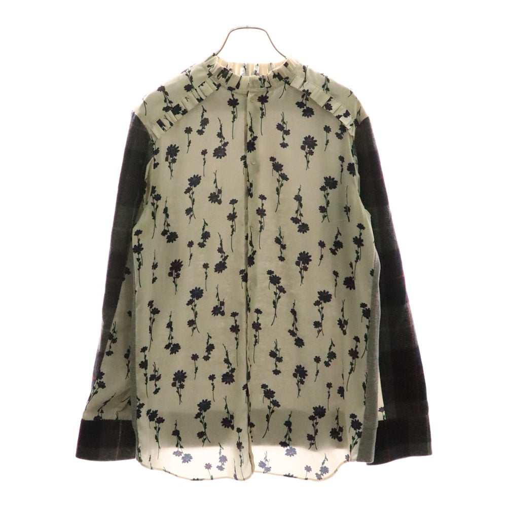 SueUNDERCOVER(スーアンダーカバー) 素材切替 花柄 チェック 長袖シャツ ブラウス マルチ レディース SUV1402-1