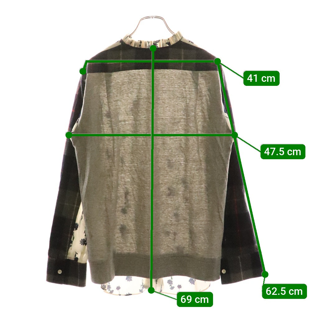 SueUNDERCOVER(スーアンダーカバー) 素材切替 花柄 チェック 長袖シャツ ブラウス マルチ レディース SUV1402-1