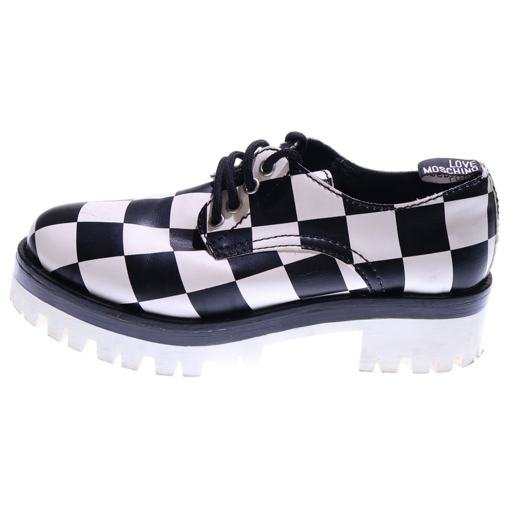 LOVE MOSCHINO(ラブモスキーノ) チェッカー レースアップシューズ ブラック/ホワイト レディース