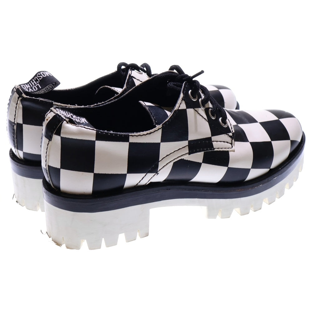 LOVE MOSCHINO(ラブモスキーノ) チェッカー レースアップシューズ ブラック/ホワイト レディース