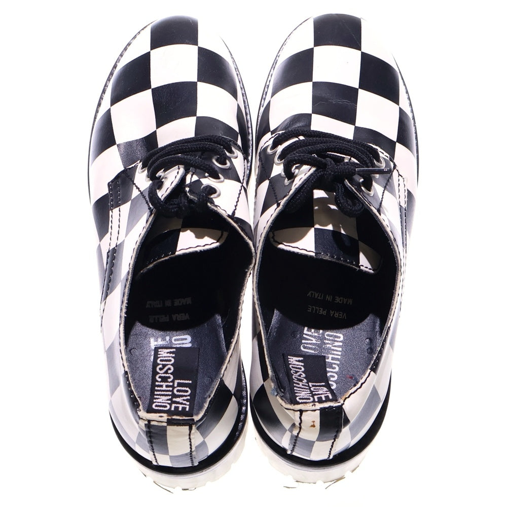 LOVE MOSCHINO(ラブモスキーノ) チェッカー レースアップシューズ ブラック/ホワイト レディース