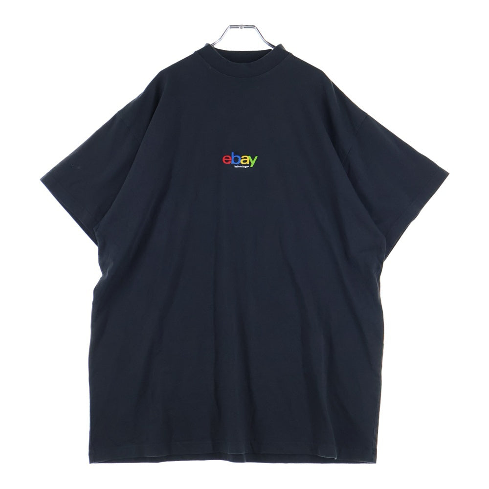 BALENCIAGA(バレンシアガ) ebay ロゴ刺繍 クルーネック 半袖Tシャツ カットソー ブラック 787349 TRVE8