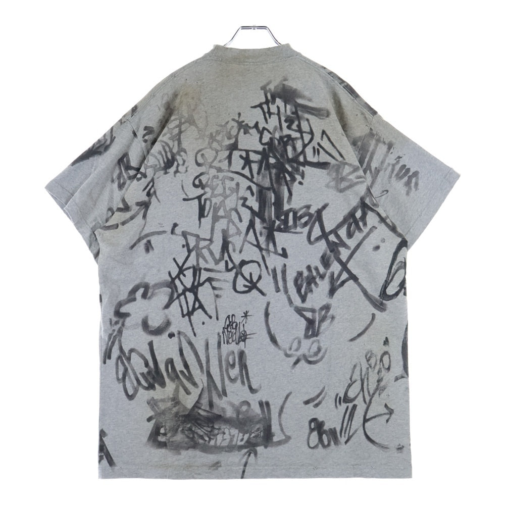 BALENCIAGA(バレンシアガ) 23SS 1300 Skater デストロイ加工 ワッペン 半袖Tシャツ カットソー グレー 739028 TOVA7
