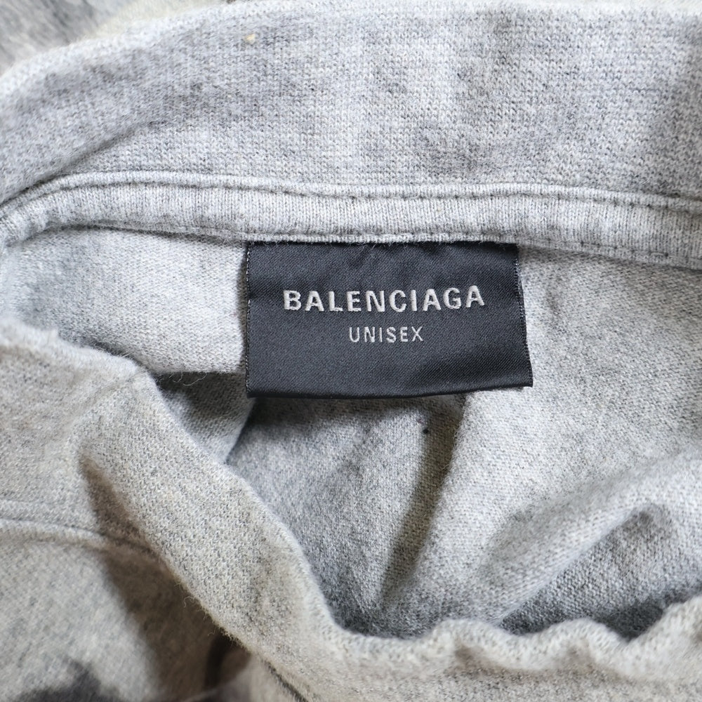 BALENCIAGA(バレンシアガ) 23SS 1300 Skater デストロイ加工 ワッペン 半袖Tシャツ カットソー グレー 739028 TOVA7