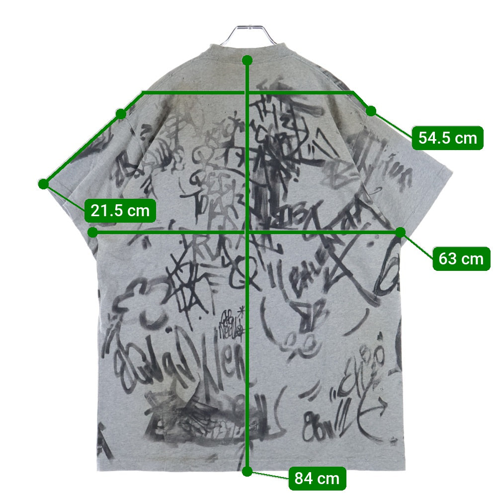 BALENCIAGA(バレンシアガ) 23SS 1300 Skater デストロイ加工 ワッペン 半袖Tシャツ カットソー グレー 739028 TOVA7