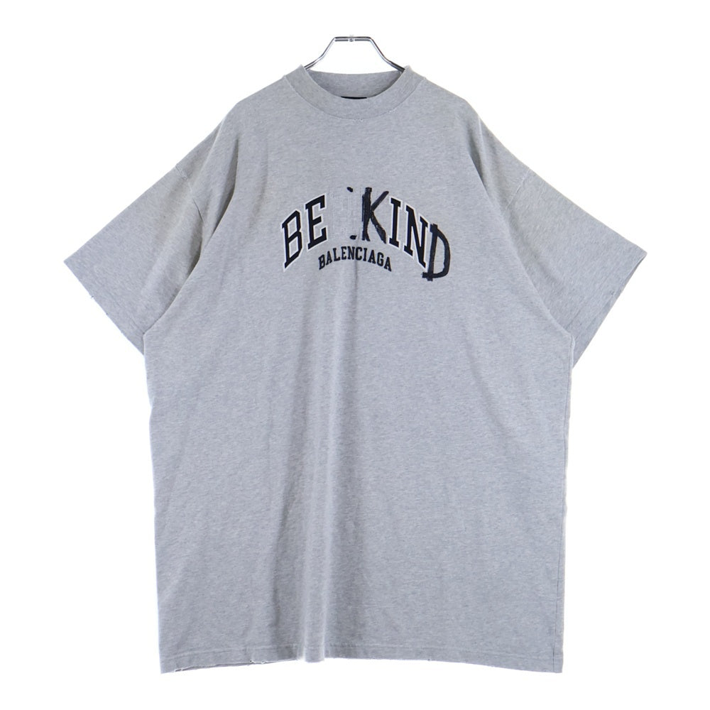 BALENCIAGA(バレンシアガ) 23SS BE KIND BERLIN OVERSIZED T-SHIRT 739028 TPVD5 ビーカインド ロゴオーバーサイズ半袖Tシャツ カットソー グレー