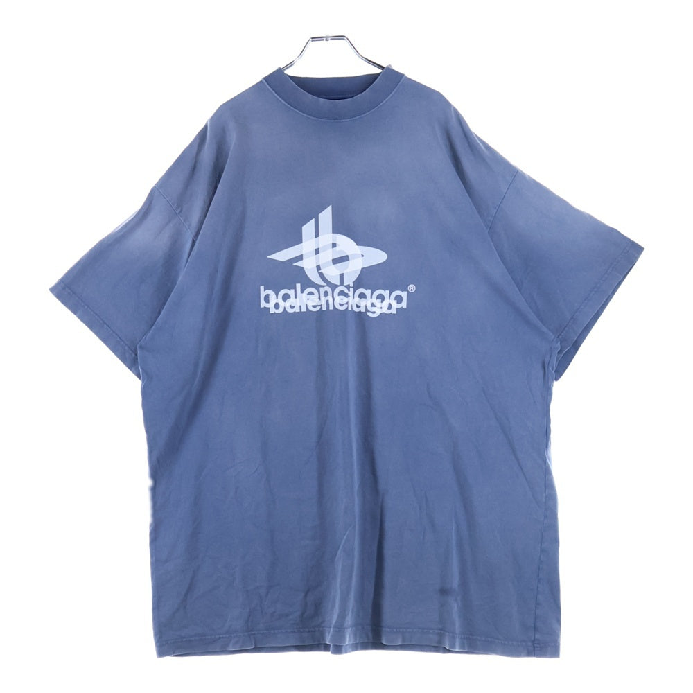 BALENCIAGA(バレンシアガ) 23AW LAYERED SPORTS LOGO TEE 739028 TPVF2 レイヤード スポーツ ロゴT 半袖Tシャツカットソー ネイビー