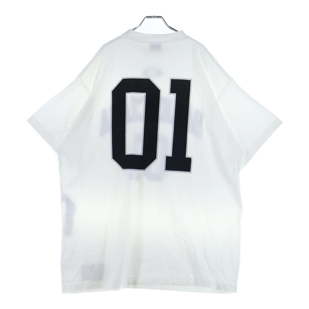BALENCIAGA(バレンシアガ) BASKETBALL SERIES 787349 TRVW9 バスケットシリーズ ロゴ刺繍デザイン クルーネック 半袖Tシャツ ホワイト
