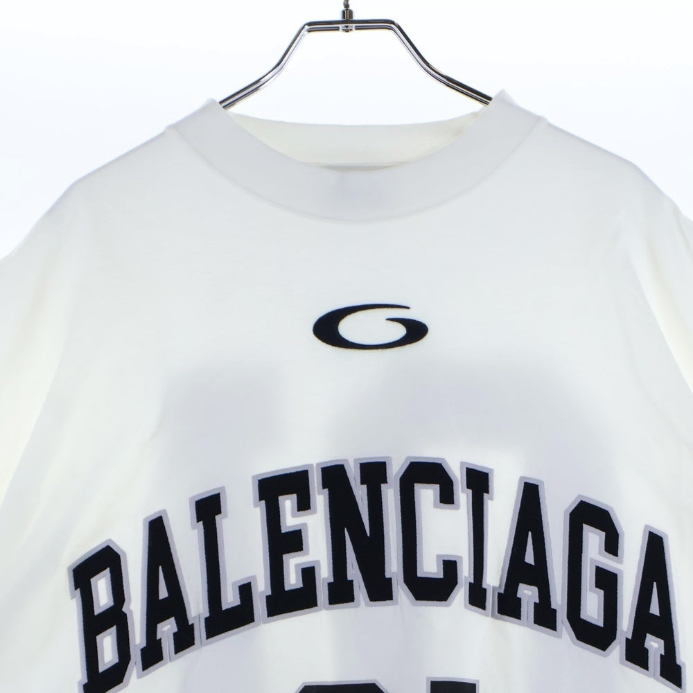 BALENCIAGA(バレンシアガ) BASKETBALL SERIES 787349 TRVW9 バスケットシリーズ ロゴ刺繍デザイン クルーネック 半袖Tシャツ ホワイト