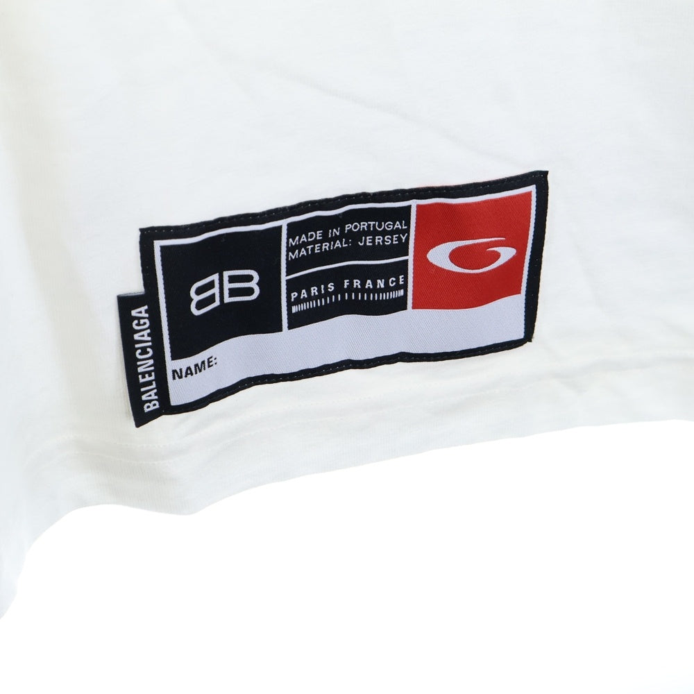 BALENCIAGA(バレンシアガ) BASKETBALL SERIES 787349 TRVW9 バスケットシリーズ ロゴ刺繍デザイン クルーネック 半袖Tシャツ ホワイト