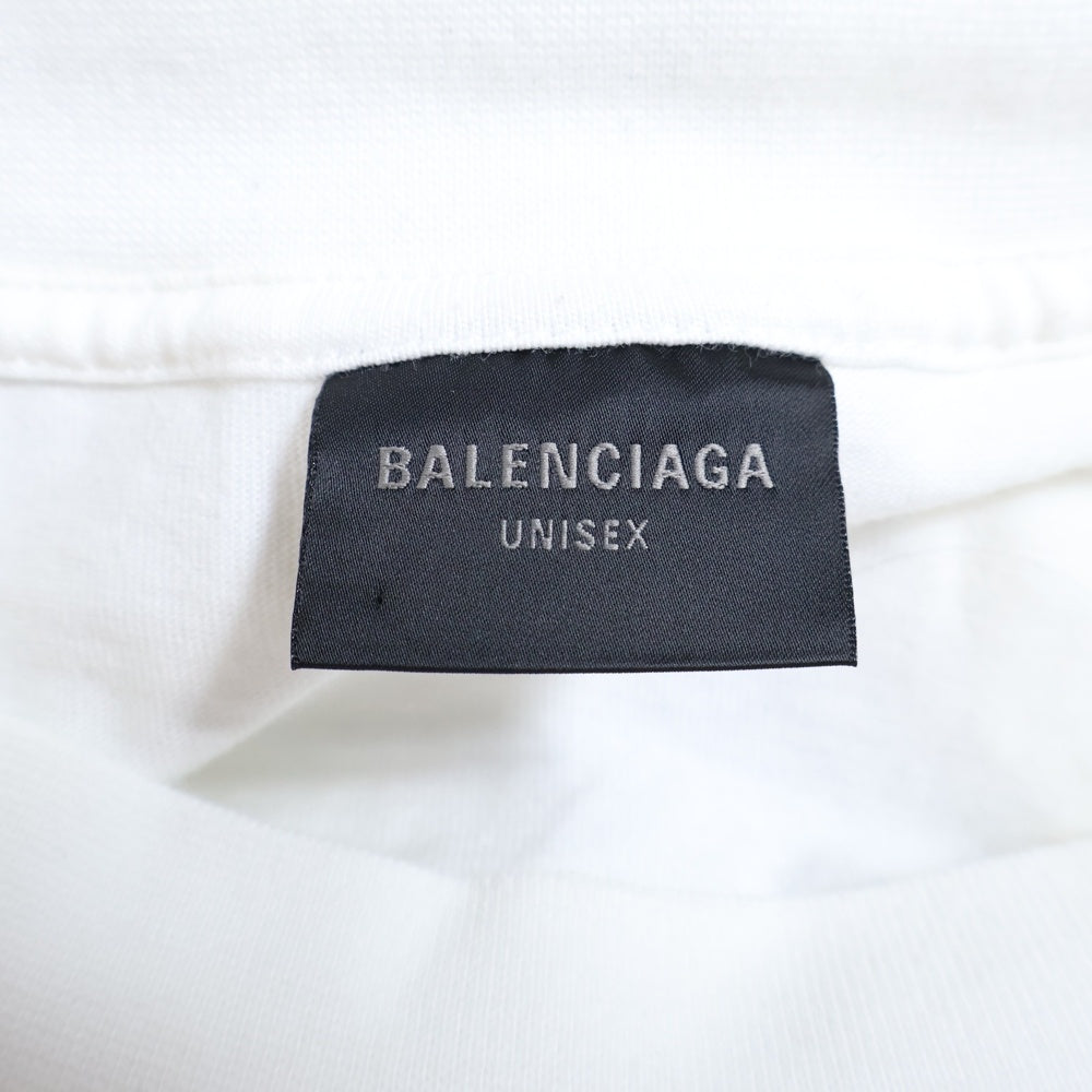BALENCIAGA(バレンシアガ) BASKETBALL SERIES 787349 TRVW9 バスケットシリーズ ロゴ刺繍デザイン クルーネック 半袖Tシャツ ホワイト
