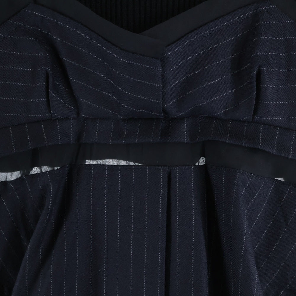 Sacai(サカイ) Wool Knit × Chalk Stripe Dress 22-06327 ニットドッキングストライプドレス ブラック レディース