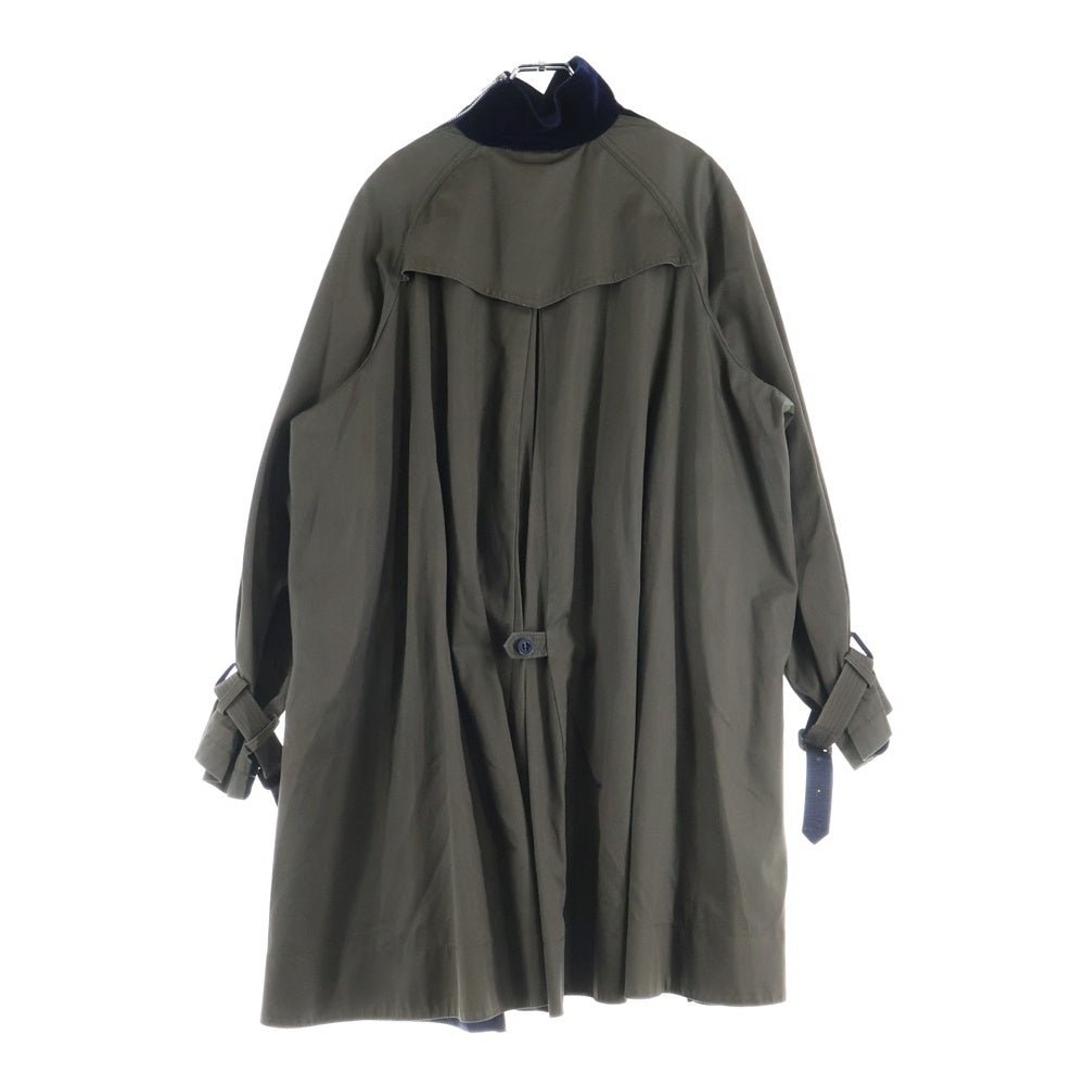 Sacai(サカイ) ベロア 切替 トレンチコート ネイビー/カーキ 13-01880
