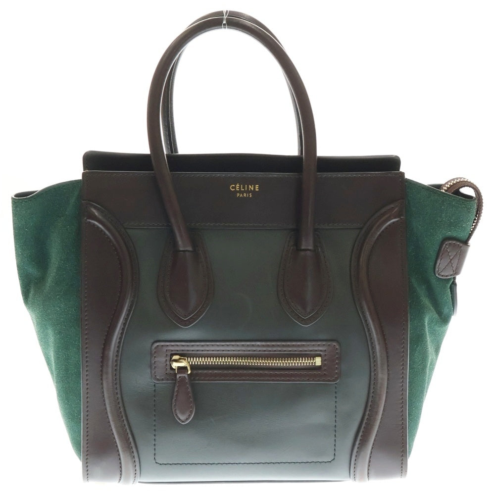 CELINE(セリーヌ) ラゲージ マイクロショッパー レザー ハンドバッグ トートバッグ ブラウン/カーキ レディース