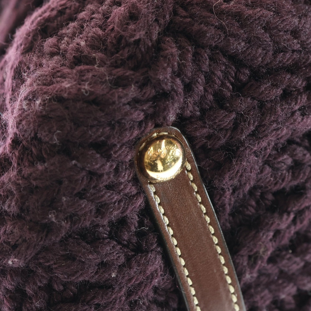 FERRAGAMO(フェラガモ) ガンチーニ 2WAY ニット ハンドバッグ ショルダーバッグ ブラウン レディース