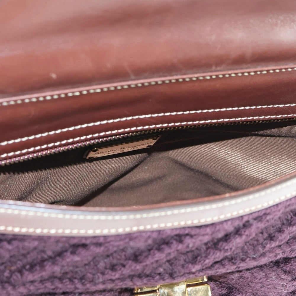 FERRAGAMO(フェラガモ) ガンチーニ 2WAY ニット ハンドバッグ ショルダーバッグ ブラウン レディース