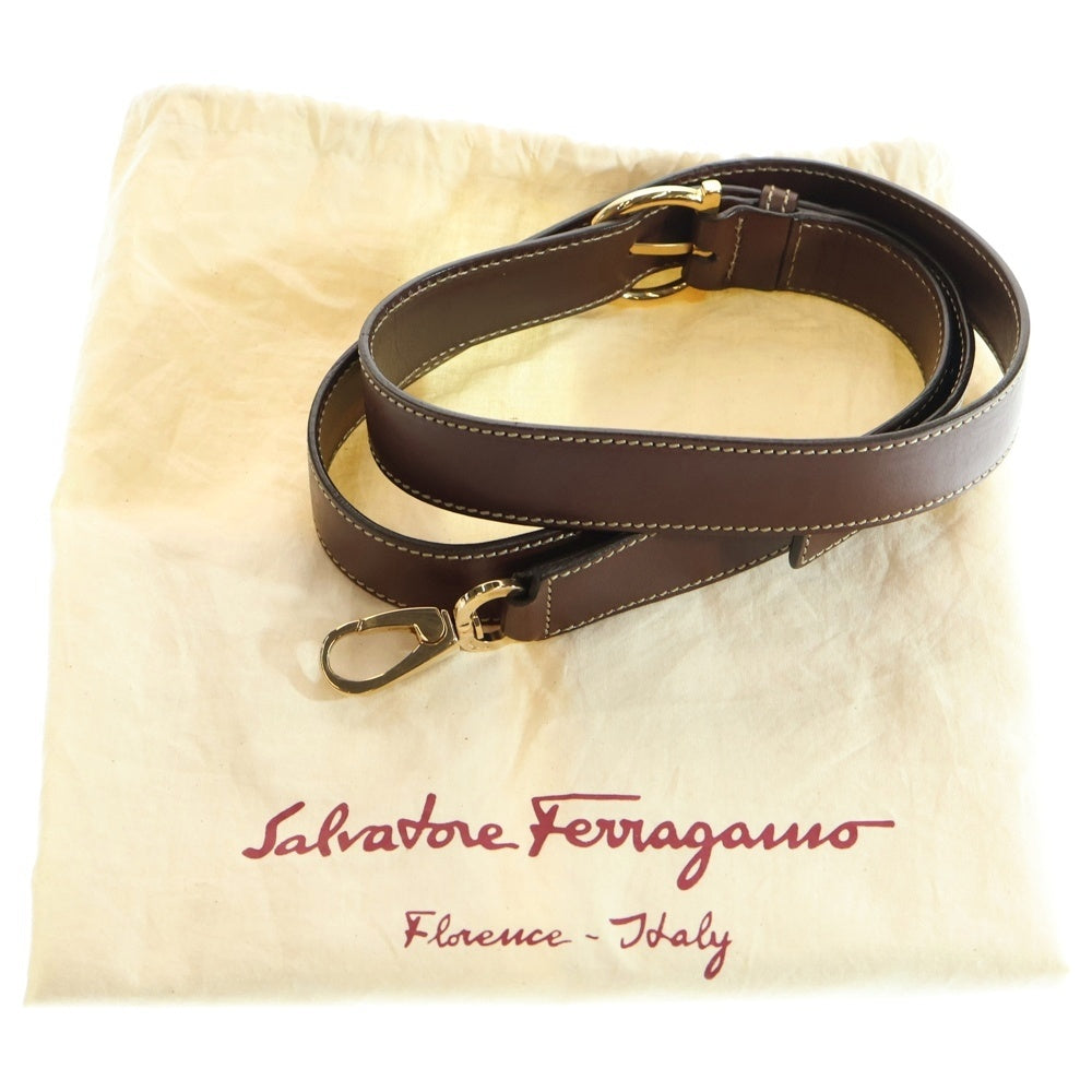 FERRAGAMO(フェラガモ) ガンチーニ 2WAY ニット ハンドバッグ ショルダーバッグ ブラウン レディース