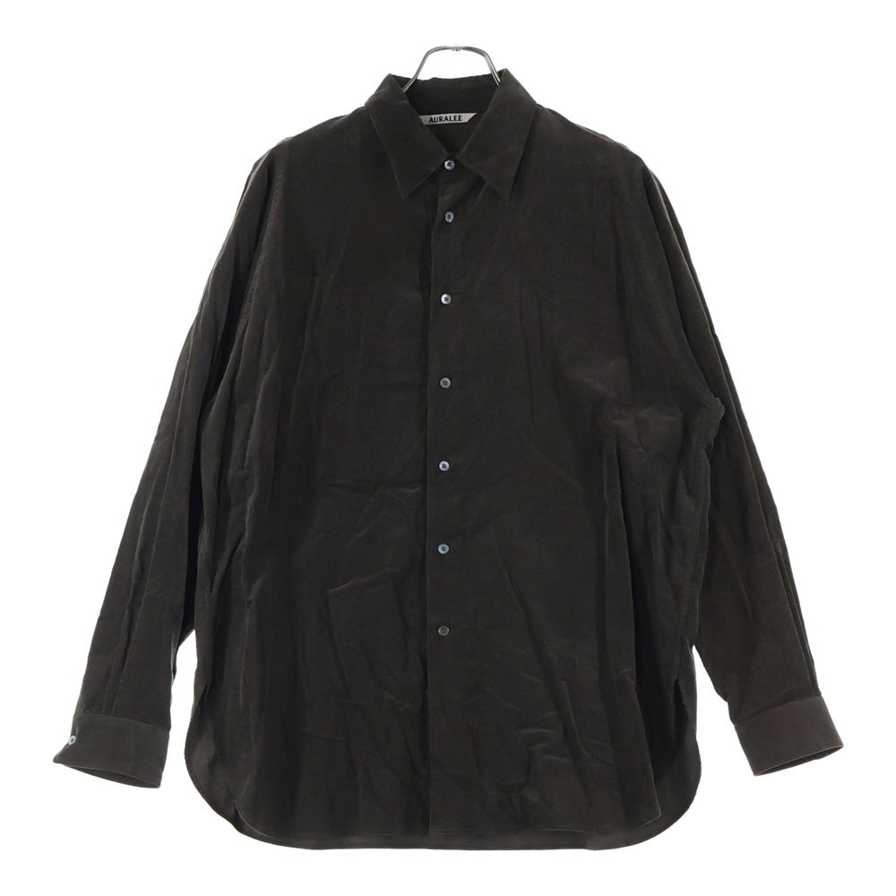AURALEE(オーラリー) 22AW FINX LIGHT CORDUROY SHIRTS A22AS02FC レギュラーカラー コーデュロイ 長袖シャツ ブラウン