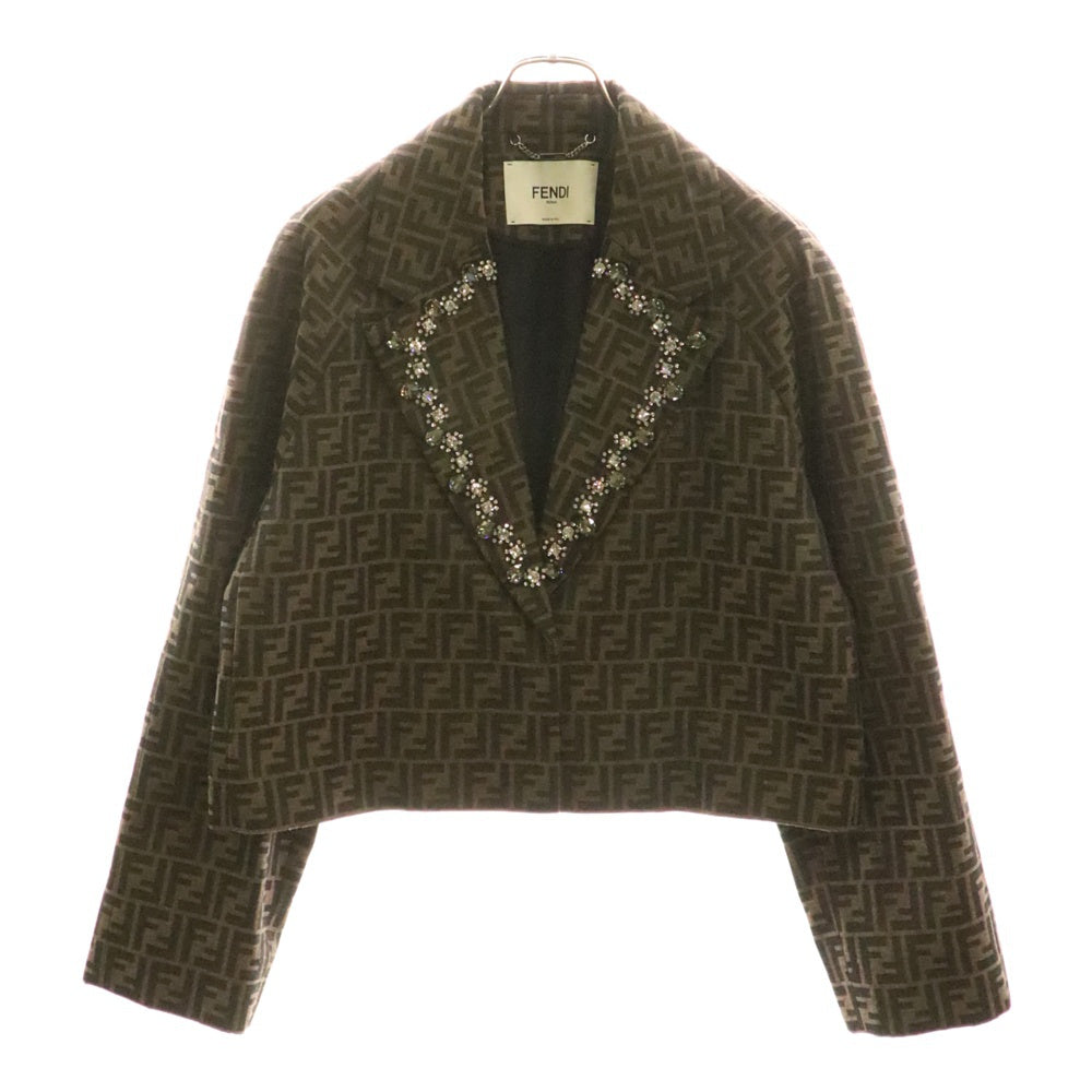 FENDI(フェンディ) 23AW ズッカ柄ジャケット FJ7461 A5W3 ブラウン レディース