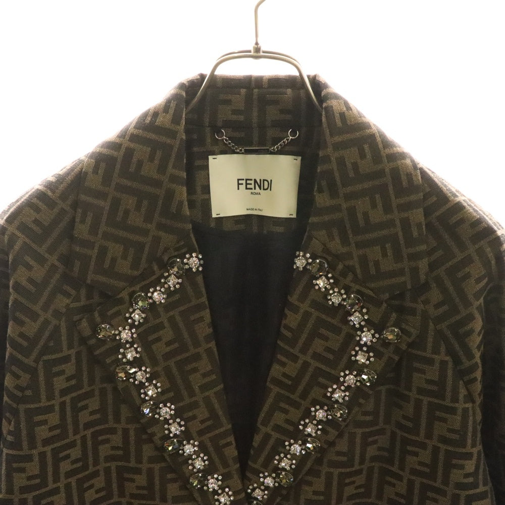 FENDI(フェンディ) 23AW ズッカ柄ジャケット FJ7461 A5W3 ブラウン レディース