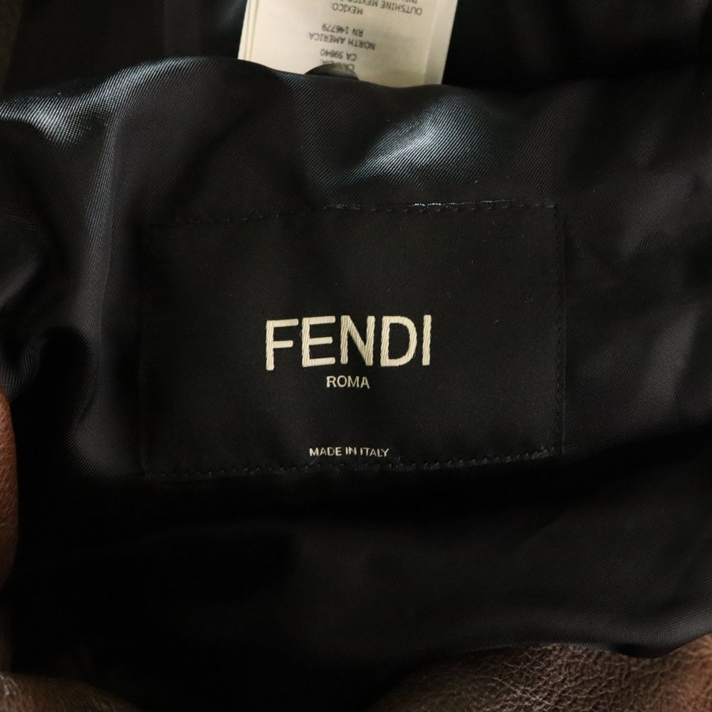 FENDI(フェンディ) ヴィンテージ加工レザーライダースジャケット キャメル