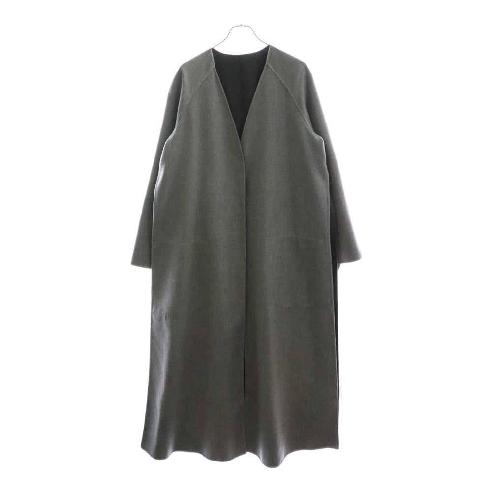 FENDI(フェンディ) ノーカラーロングスリットコートジャケット グレー レディース