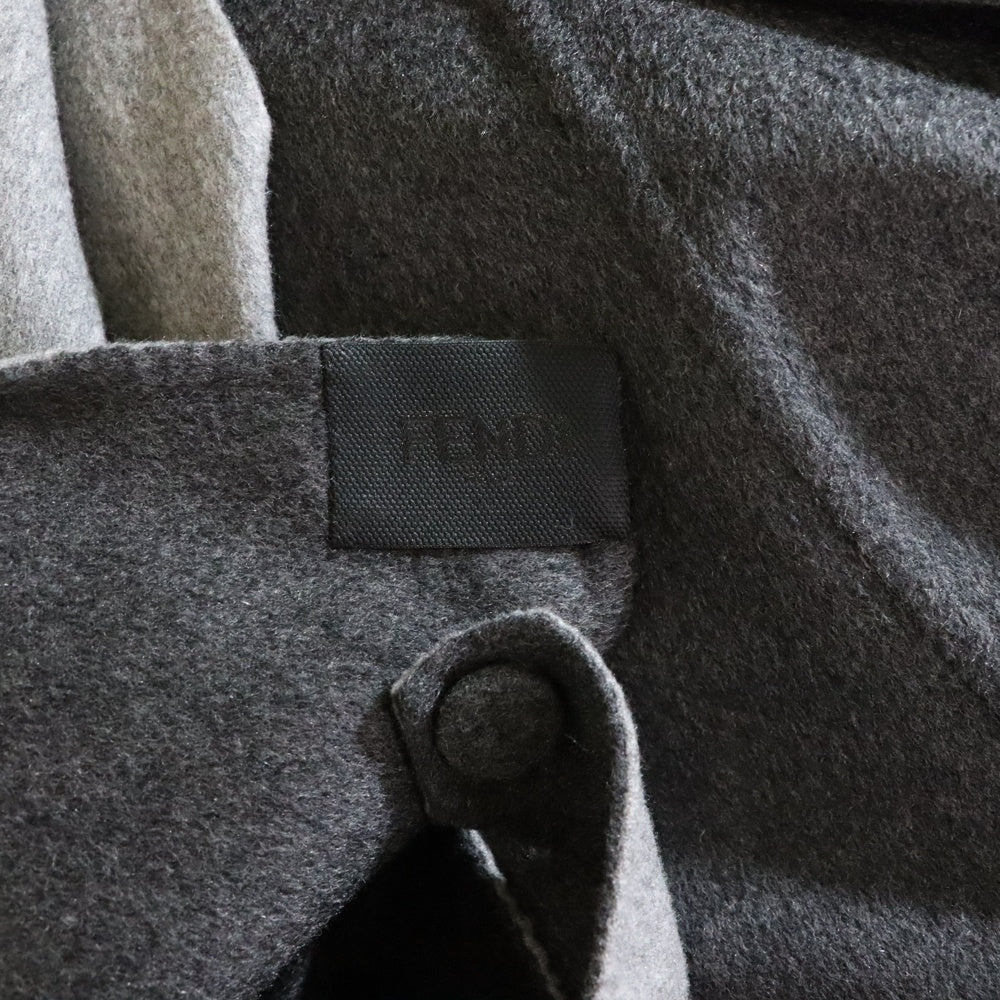 FENDI(フェンディ) ノーカラーロングスリットコートジャケット グレー レディース