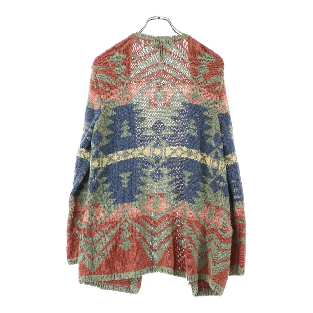 RALPH LAUREN(ラルフローレン) 90s ネイティブ柄 コンチョ リネンニットベスト カーディガン マルチ